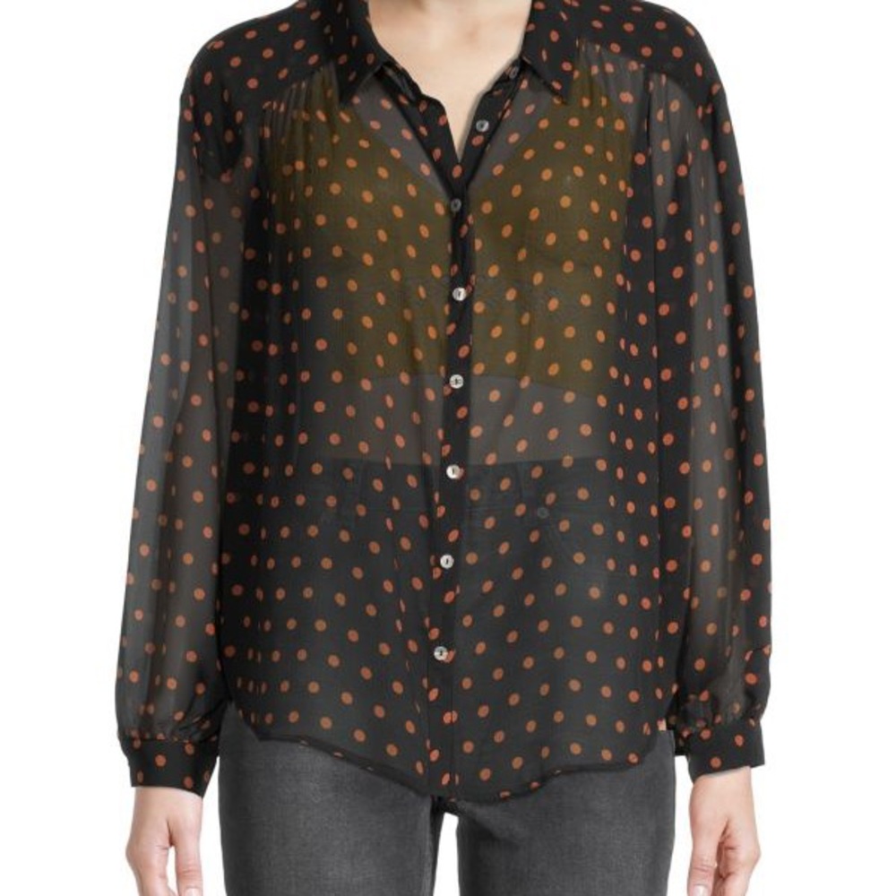 Free people Ciara Polka Dot Button-Down Blouse